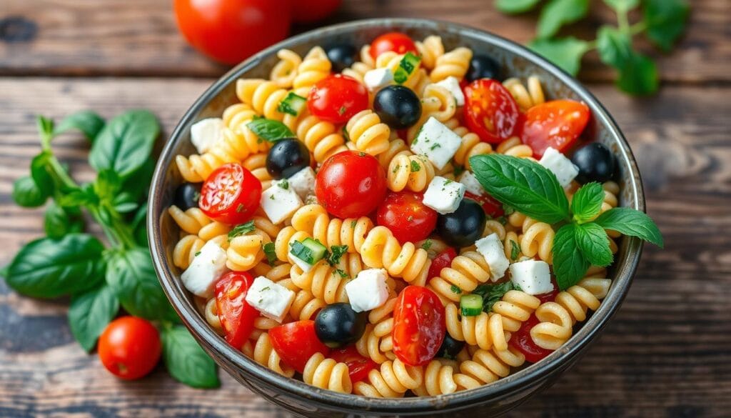 Mediterranean rotini pasta salad with fresh herbs Mediterranean rotini pasta salad with fresh herbs